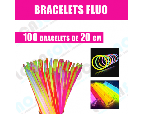 100 bracelets  STICK FLUO Multicolore de 20cm